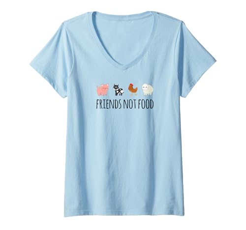 Damen Friends Not Food! Für Tierliebhaber, Vegetarier, Veganer T-Shirt mit V-Ausschnitt Damen Friends Not Food! Für Tierliebhaber, Vegetarier, Veganer T-Shirt mit V-Ausschnitt von Friends Not Food