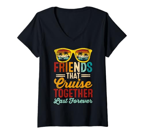 Damen Freunde, die zusammen cruisen für immer Cruisen dauern T-Shirt mit V-Ausschnitt Damen Freunde, die zusammen cruisen für immer Cruisen dauern T-Shirt mit V-Ausschnitt von Friends that cruise together last forever