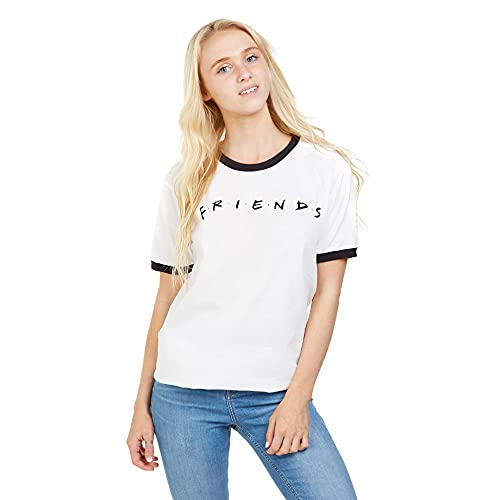 Friends Damen Titles T Shirt, Weiß / Schwarz, M EU von Friends