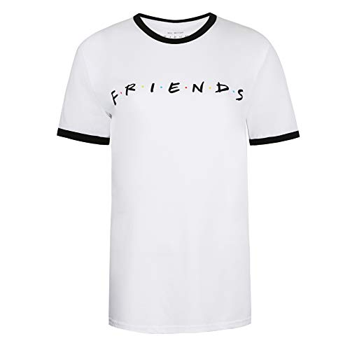 Friends Damen Titles T Shirt, Weiß / Schwarz, S EU von Friends