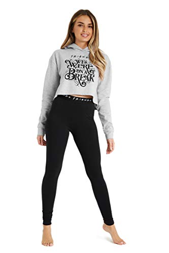 FRIENDS Hausanzug Damen, Jogginganzug Damen Baumwolle, Cropped Hoodie und Leggings Damen Set, Loungewear Set Freizeitanzug Teenager Madchen S-XL (XL, Grau/Schwarze) von FRIENDS