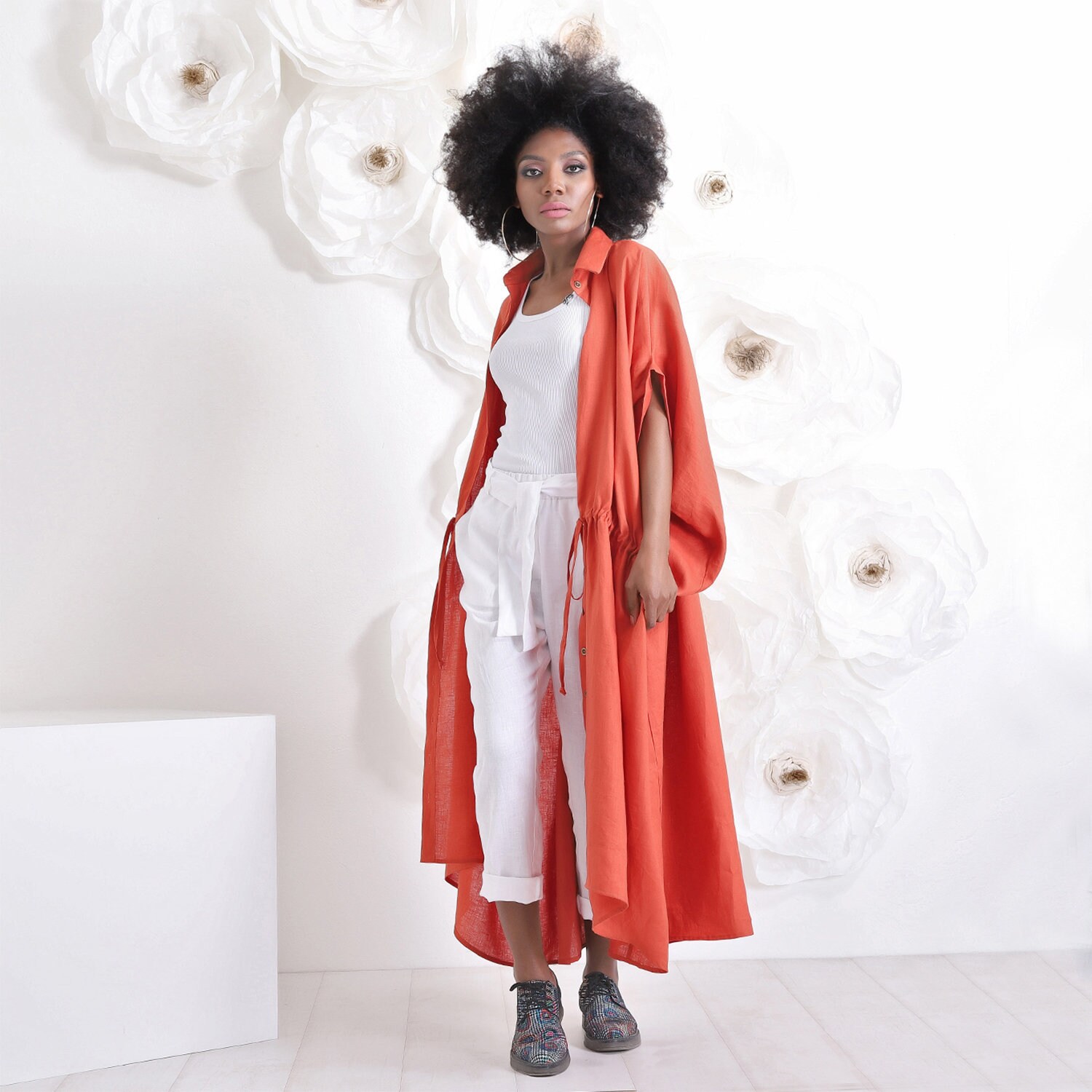 Gebrannte Orange Strickjacke, Leinenjacke Leinenkleidung, Plus Größe Leinen Weste Lange Frauen, Maxi Gebrannte Orange Strickjacke, Leinenjacke Leinenkleidung, Plus Größe Leinen Weste Lange Frauen, Maxi von FriendsFashion