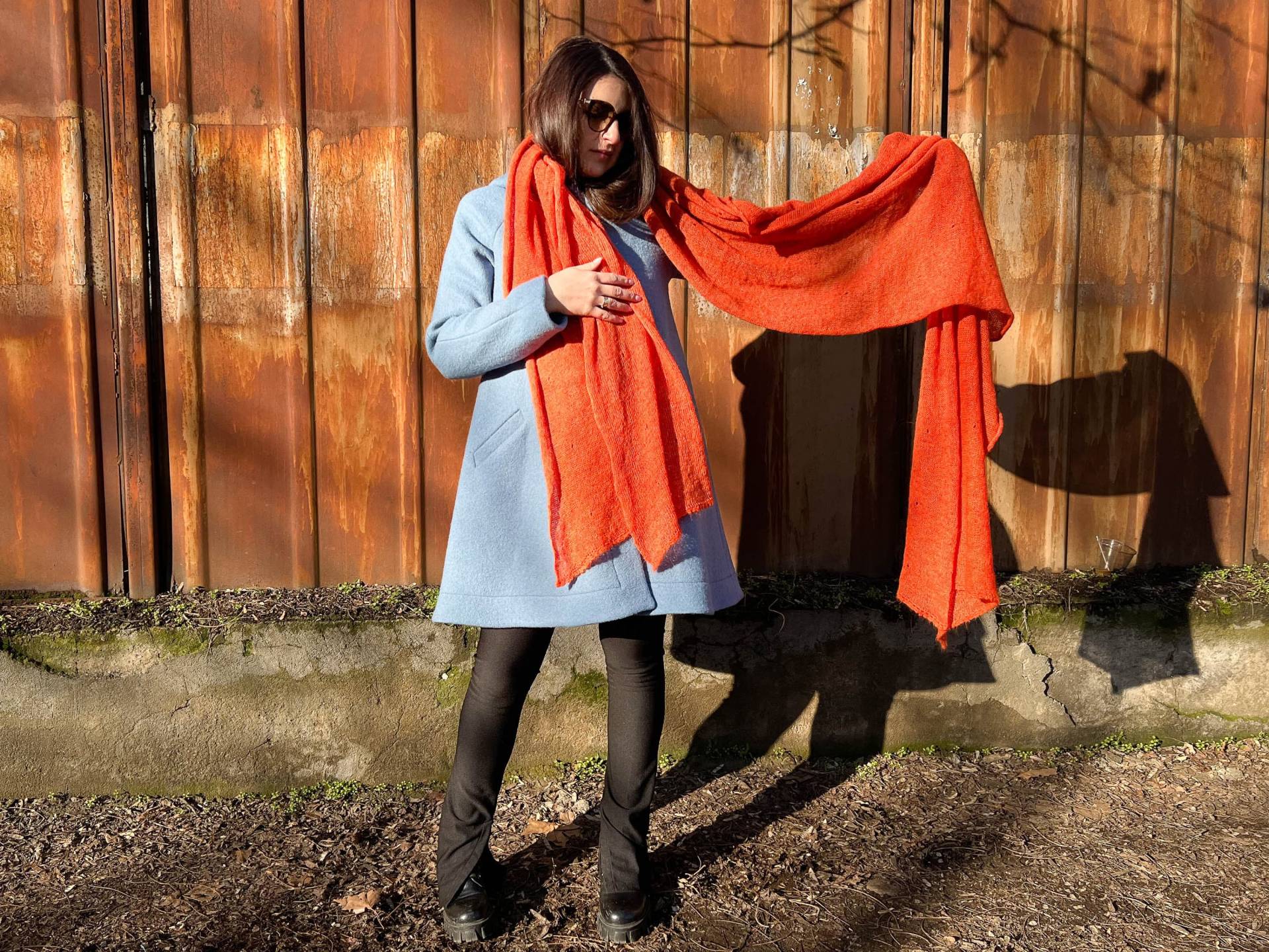 Orange Schal, Mutter Geschenk, Bestes Riesiger Großer Burqa, Warmer Handgemachter Gestricktes Geburtstagsgeschenk, Schultertuch Orange Schal, Mutter Geschenk, Bestes Riesiger Großer Burqa, Warmer Handgemachter Gestricktes Geburtstagsgeschenk, Schultertuch von FriendsFashion