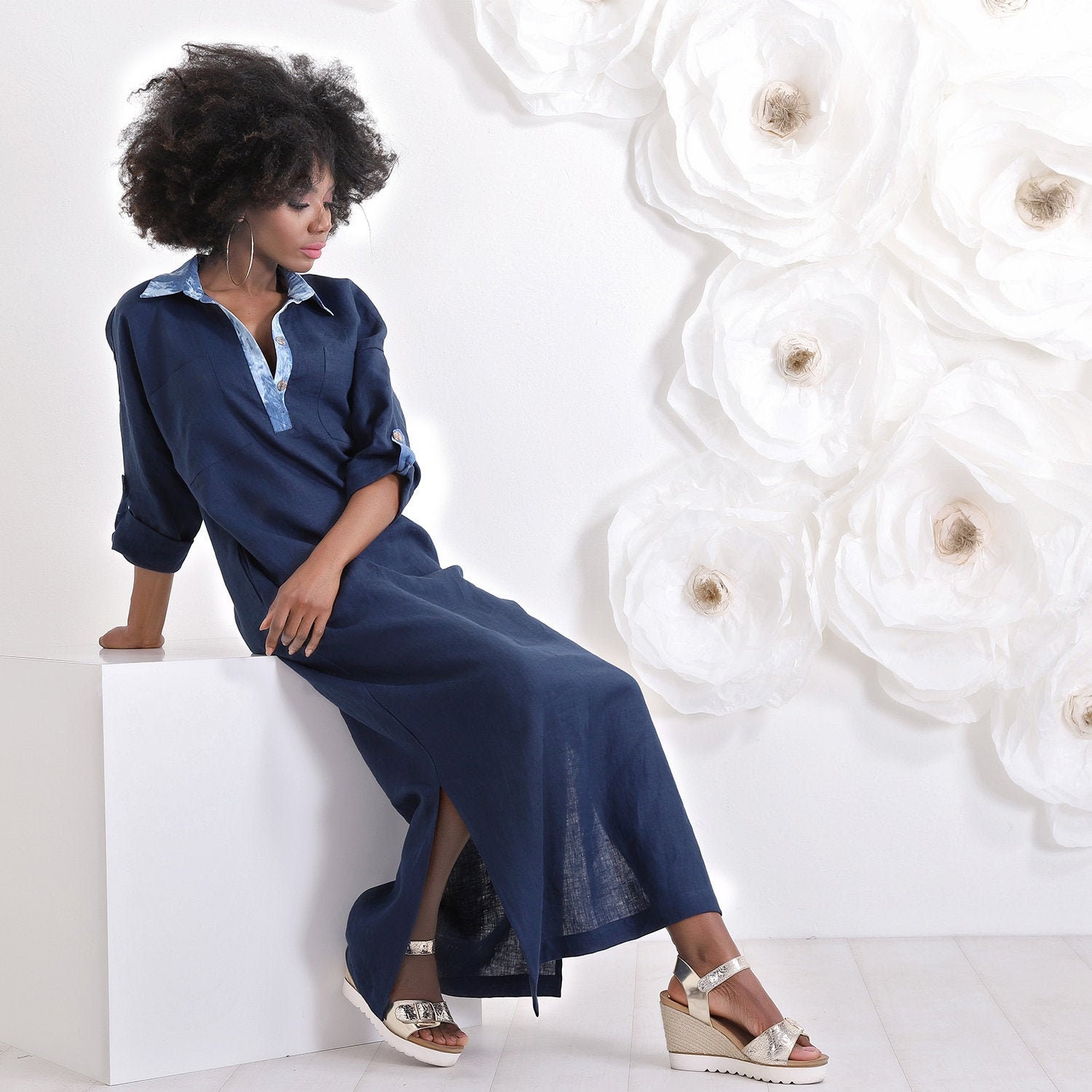 Plus Size Kaftan Kleid, Leinen Maxi Damenbekleidung Plus Size Kaftan Kleid, Leinen Maxi Damenbekleidung von FriendsFashion