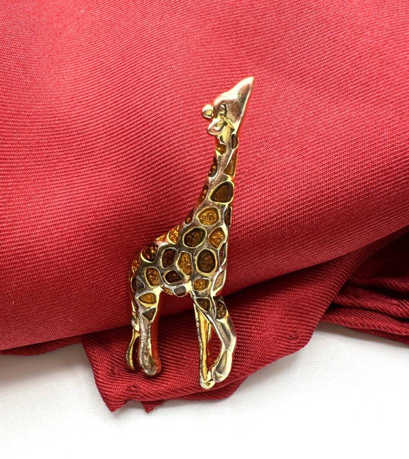 Vintage Krawattennadel Giraffe Emaillierte 1980S Pin Brosche Tiepin von FriendsOfParis