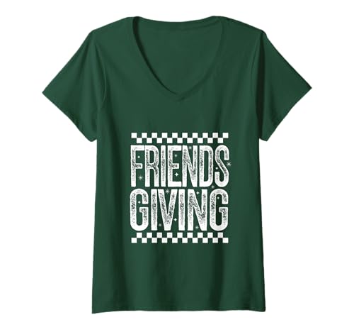 Damen Friendsgiving Happy Thanksgiving Herbst Zitat T-Shirt mit V-Ausschnitt von Friendsgiving T-Shirt Co.
