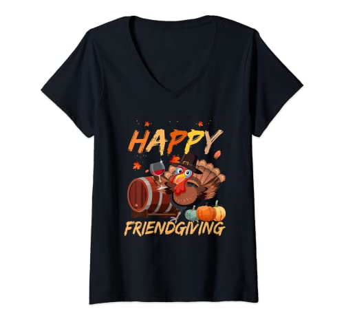Damen Happy Friendsgiving Truthahn Friends Giving Thanksgiving T-Shirt mit V-Ausschnitt Damen Happy Friendsgiving Truthahn Friends Giving Thanksgiving T-Shirt mit V-Ausschnitt von Friendsgiving Turkey Friends Giving Thanksgiving