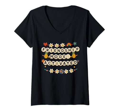 Damen Freundschaftsmodus aktiviert BestFriend Besties BFF Squad T-Shirt mit V-Ausschnitt von Friendship Day BestFriend BFF Men Women Kids
