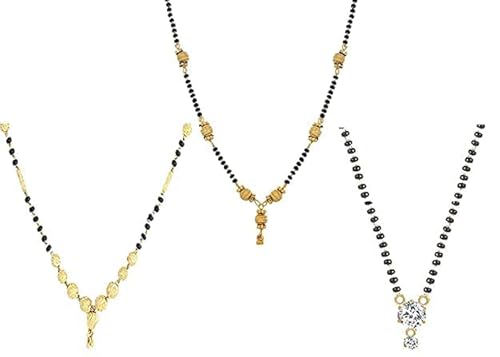 Frienemy Home Presents Eine Gram Gold Plattierte Kombination Von 3 Mangalsutra Halskette Anhänger Tanmaniya Nallapusalu Schwarze Perlenkette Für Frau Und Mädchen #Frienemy-2077 von Frienemy Home