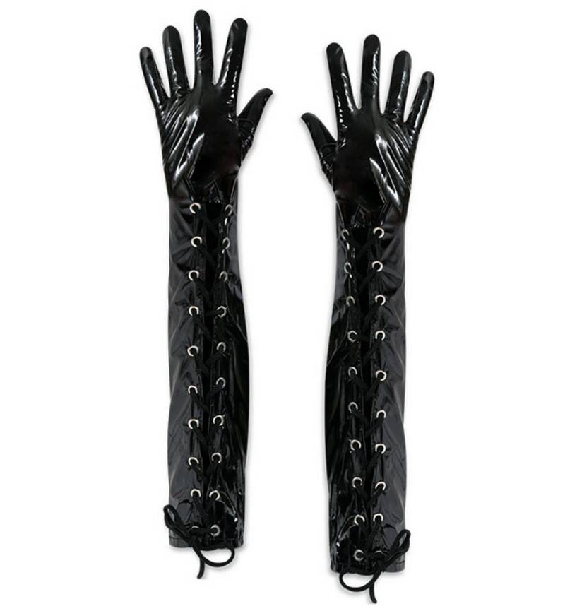 Fries Abendhandschuhe Lack Handschuhe 2 Modelle zur Wahl Domina Dessous Karneval Halloween von Fries