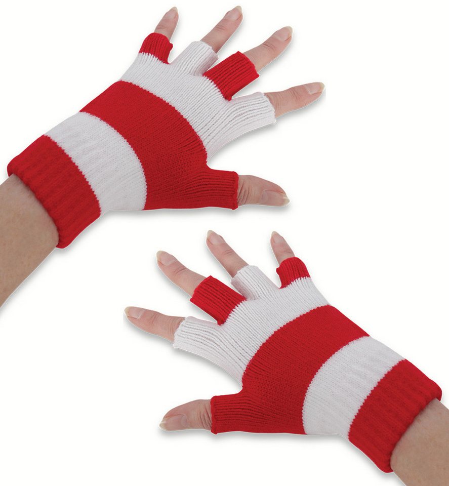 Fries Strickhandschuhe Handschuhe Kölle Alaaf Köln Karneval Flauschig Warm Rot Weiß von Fries