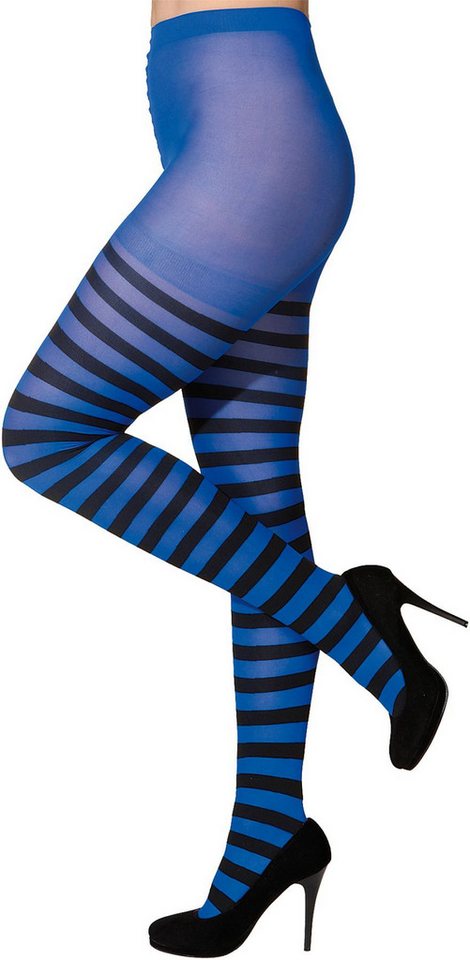 Fries Strumpfhose Strumpfhose Ringelstrumpfhose Blau Schwarz Karneval Fasching von Fries