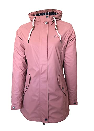 Dry Fashion Damen Regenmantel Kiel - Frauen Regenjacke Damen Jacke mit verstellbarer Kapuze Lang Winddicht Wasserdicht in Alt-Rosa Größe 36 von Dry Fashion