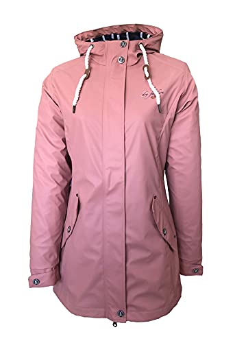 Dry Fashion Damen Regenmantel Kiel - Frauen Regenjacke Damen Jacke mit verstellbarer Kapuze Lang Winddicht Wasserdicht in Alt-Rosa Größe 38 von Dry Fashion