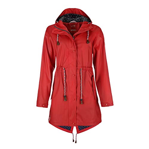 Friesennerz Damen Regenjacke 'Oh! Nass'is!' II mit Innenfutter - Regenmantel Outdoorjacke Regenparka wasserdicht modisch tailliert in Rot Größe 48 bis 50 von Friesennerz