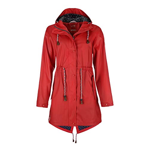 FRIESEN Friesennerz Damen Regenjacke 'Oh! Nass'is!' II mit Innenfutter - Regenmantel Outdoorjacke Regenparka wasserdicht modisch tailliert in Rot Größe 40/42 von FRIESEN Friesennerz