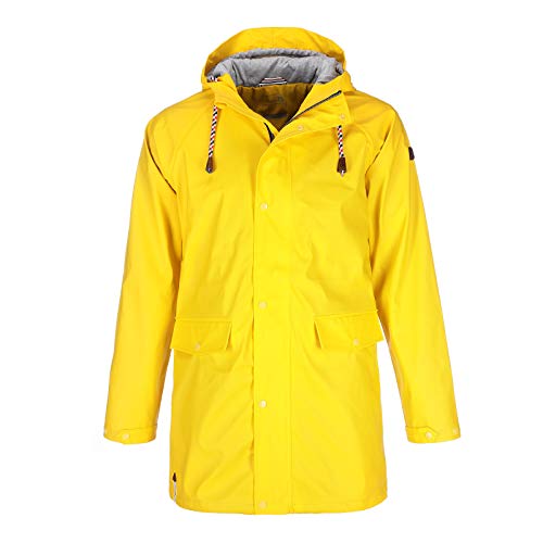 Friesennerz Herren Regenjacke 'Kein Wasser, Mann!' II mit Innenfutter - Regenmantel Outdoor Jacke mit Kapuze wasserdicht und waschbar in Gelb Größe XXL von FRIESEN Friesennerz