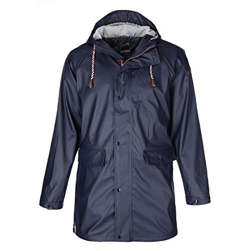 FRIESEN Friesennerz Herren Regenjacke 'Kein Wasser, Mann!' II mit Innenfutter - Regenmantel Outdoor Jacke mit Kapuze wasserdicht und waschbar in Marine Blau Größe L von FRIESEN Friesennerz