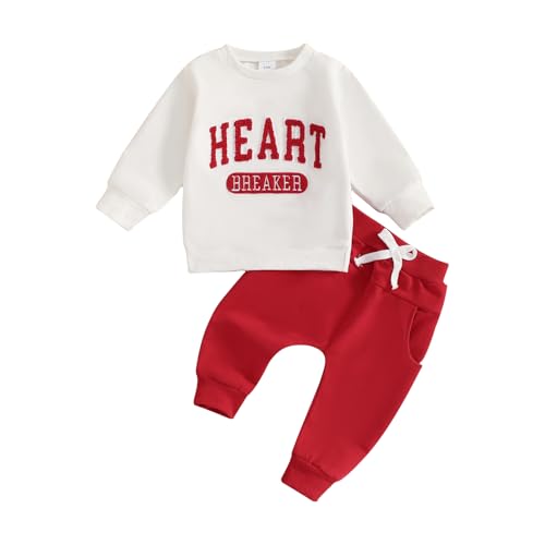 Frietlebird Kleinkind Baby Jungen Kleidung Rundhalsausschnitt Sweatshirt Langarm Brief Druck Shirt mit Hose Niedliche Herbst Winter Outfits, V-weißes rotes Herz, 12-18 Monate Frietlebird Kleinkind Baby Jungen Kleidung Rundhalsausschnitt Sweatshirt Langarm Brief Druck Shirt mit Hose Niedliche Herbst Winter Outfits, V-weißes rotes Herz, 12-18 Monate von Frietlebird