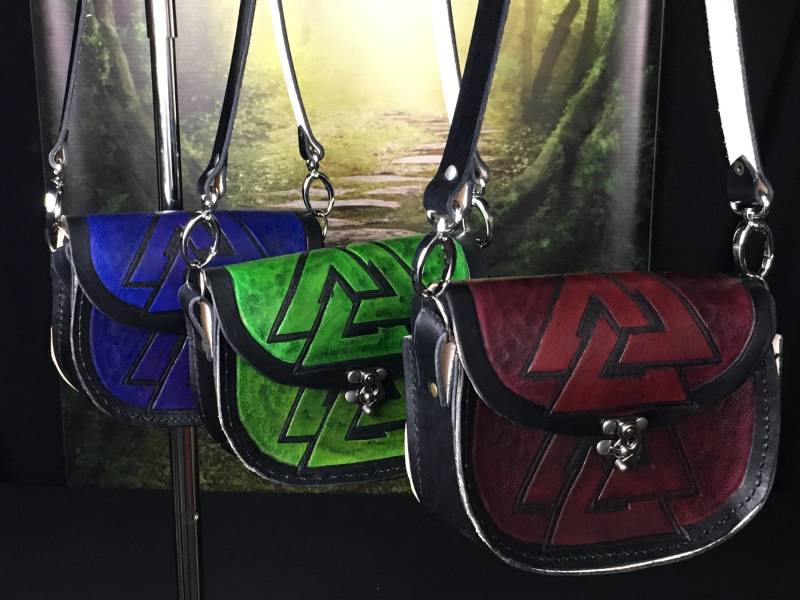 Leder Wikinger Geldbörse - Valknut Satchel Ledertasche Umhängetasche Ren Faire Odin Geschenk Für Sie Made To Order von FriggasFinery