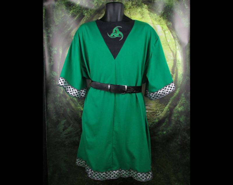 Wikinger Tunika - Der Reisende Triskele Xl Grüne Baumwolle Gewand Kleidung von FriggasFinery