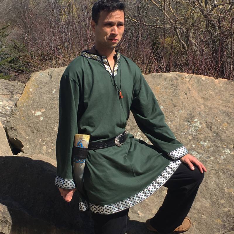 Wikinger Tunika - Der Wanderer Made To Order Ihre Wahl Größe, Farbe, & Trimmen Schlüsselloch-Ausschnitt Mit Langen Ärmeln Kleidung von FriggasFinery