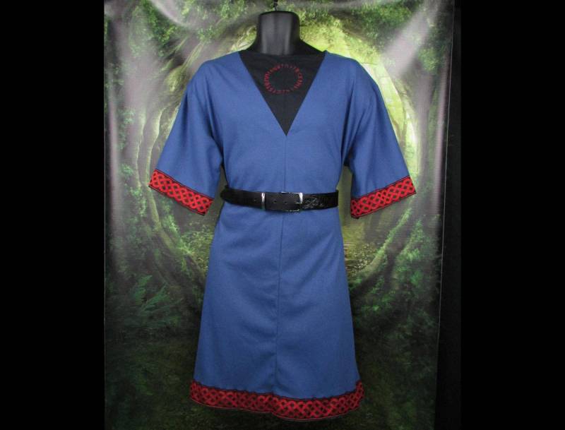 Wikinger Tunika - The Traveler Runenkreis Med. Jeansblau Baumwolle Gewand Kleidung Kostüm von FriggasFinery