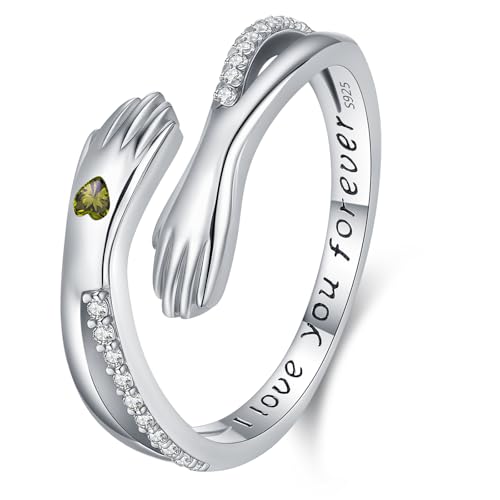 Umarme Ring, Damen August Geburtsstein Umarmungenring 925 Sterling Silber Verstellbarer Hände Rings und offenen Schmuck, Geschenke für Mütter, Schwestern und lieben Umarme Ring, Damen August Geburtsstein Umarmungenring 925 Sterling Silber Verstellbarer Hände Rings und offenen Schmuck, Geschenke für Mütter, Schwestern und lieben von Friggem