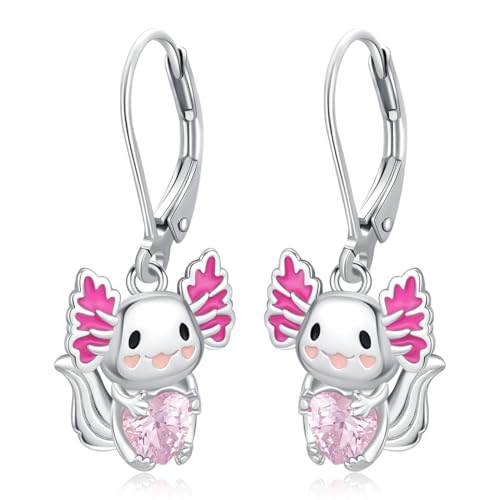 Axolotl Ohrringe für Frauen 925 Sterling Silber Niedliche Axolotl Tropfen Ohrringe Tier Schmuck Geschenke für Damen Mädchen (C-Axolotl Ohrringe) von Friggem