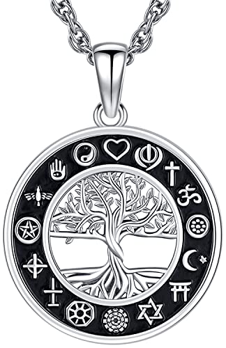 Baum des Lebens Halskette 925 Sterling Silber Anhänger Halskette, Amulett Schmuck für Herren Damen, Festliche Geschenke für Familie Freunde Verstellbare Edelstahlkette 55 + 5 cm von Friggem