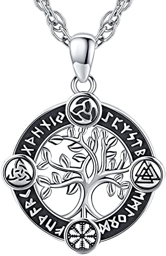 Baum des Lebens Halskette 925 Sterling Silber Wikinger Baum des Lebens Anhänger Amulett Schmuck für Herren Damen Feste Geschenke für Familie Freunde von Friggem