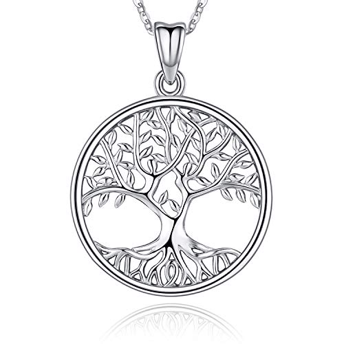 Baum des Lebens Halskette Anhänger Schmuck, Sterling Silber Halsketten für Frauen Stammbaum Charm Anhänger mit 18 "Kette＆Fine Jewelry Box, einfache Schmuck Halskette Teen Girls Geschenk für Frauen von Friggem