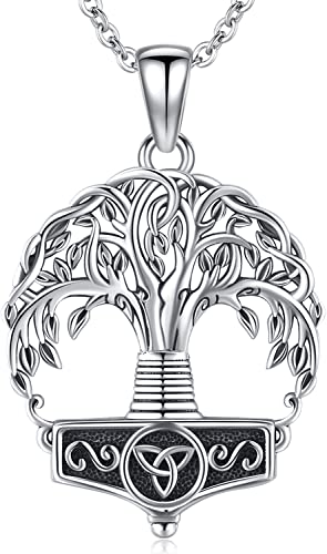 Baum des Lebens Kette 925 Sterling Silber Wikinger Keltischer Knoten Halskette Lebensbaum Kette Anhänger Schmuck für Damen Mädchen von Friggem
