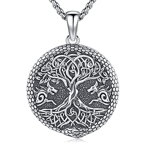 Baum des Lebens Kette 925 Sterling Silber Wikinger Lebensbaum Anhänger Halskette Wikinger Amulett Schmuck Geschenke für Herren Damen von Friggem