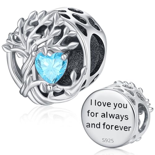 Charm Baum des Lebens,925 Sterling Silber Stammbaum Damen Charm Für blau Zirkon Beaded Charms für Pandora European Armbänder Geschenke für damen mädchen von Friggem