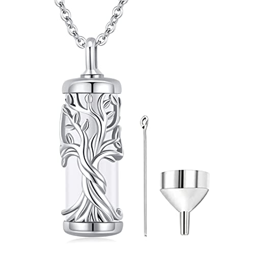 Damen Lebensbaum Kette, Asche Anhänger 925 Sterling Silber Baum des Lebens Urne Halskette für Asche, Memorial Urnen Anhänger Medaillon Andenken Schmuck für Frauen von Friggem