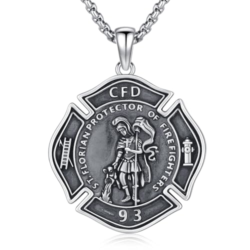 St. Florian Halskette 925 Sterling Silber St. Florian Anhänger und Herren Anhänger Kette, Amulett Schmuck Geschenke für Damen und Herren von Friggem
