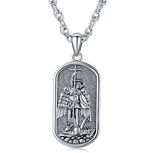 Erzengel Michael Halskette 925 Sterling Silber Anhänger Herren Halskette Michaels religiöser Halskette Amulett Schmuck Herren Damen Geschenke Michael Anhänger Halskette Halskette Glücks Anhängern von Friggem