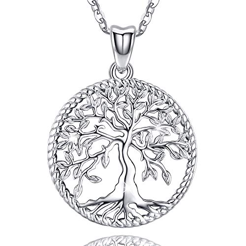 Friggem 925 Sterling Silber Halskette, Zierlicher Baum Des Lebens Anhänger für Damen Frauen Mädchen mit Geschenkbox, Kettenlänge 46 cm (Immergrüner Baum) von Friggem