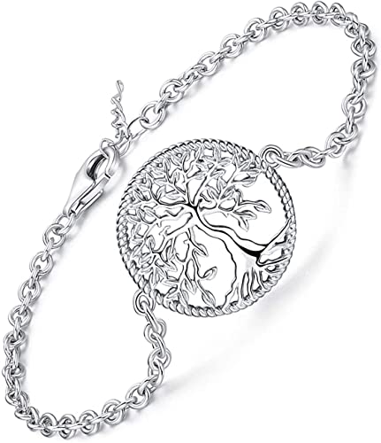 Friggem Baum des Lebens Armband Damen 925 Sterling Silber Verstellbare Kette Armband, Stammbaum Armband Schmuck Geschenk für Mutter Mädchen Freunde von Friggem