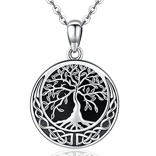 Friggem Baum des Lebens Halskette 925 Sterling Silber Keltischer Knoten Baum des Lebens Anhänger, Damen Halskette Schmuck Geschenke für Mamas Liebhaber Mädchen von Friggem