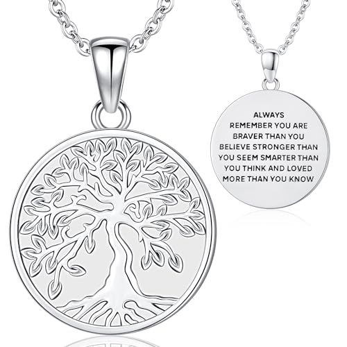 Friggem Baum des Lebens Kette für Damen I 925 Sterling Silber Lebensbaum Anhänger I Baum des Lebens Halskette Schmuck Geburtstag Geschenk für Frauen Mädchen Mama(A2-Immergrüner Baum) von Friggem