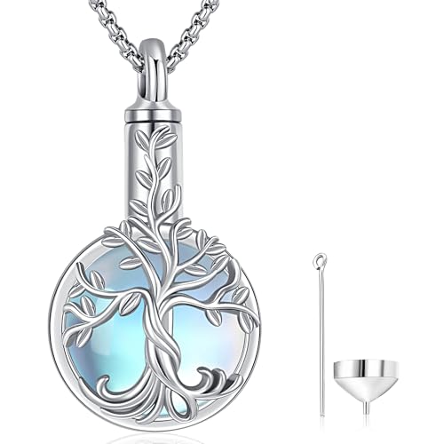 Friggem Baum des Lebens Urnen kette 925 Sterling Silber Damen Urnen Anhänger Einäscherung Gedenkstätte Halskette Damen Schmuck Geschenke zu Ehren von menschlichen Haustieren von Friggem