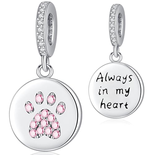 Friggem Charm Damen Anhänger Katze Hund Pfote Tier 925 Sterling Silber Bracelet Bead für Europäische Armbänder Halskette (Hund Pfote-2) von Friggem