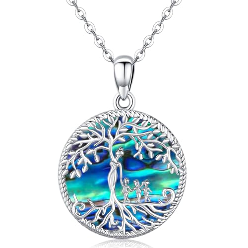 Friggem Damen für Kette Baum des Lebens Halskette 925 Sterling Silber Mutter Kinder Tochter/Sohn Lebensbaum Familie Anhänger Schmuck Geschenke für Mama Kinder Mädchen von Friggem