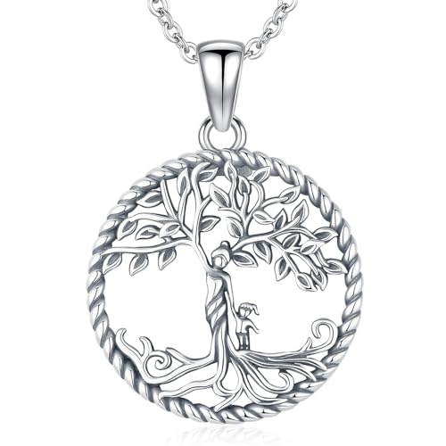 Friggem Lebensbaum Kette für Damen 925 Sterling Silber Baum des Lebens Mutter Kind Anhänger Halskette Schmuck Geschenke für Frauen Mädchen, Kettenlänge: 50+5 cm Friggem Lebensbaum Kette für Damen 925 Sterling Silber Baum des Lebens Mutter Kind Anhänger Halskette Schmuck Geschenke für Frauen Mädchen, Kettenlänge: 50+5 cm von Friggem