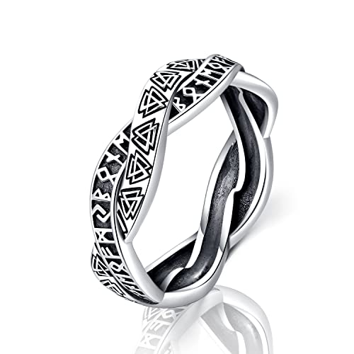 Friggem Ringe Herren Damen Viking Rune Ring 925 Silber Punk Viking Schmuckring mit Geschenkbox Geburtstag Valentinstag (54(7)) von Friggem
