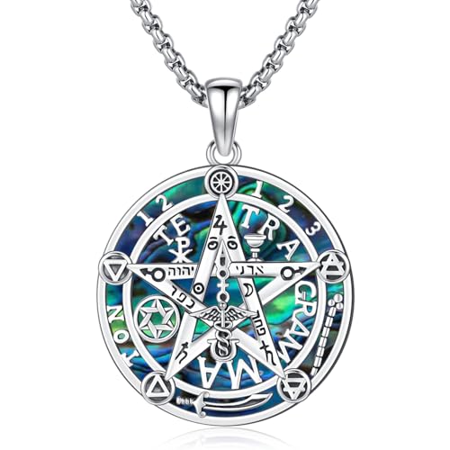 Friggem Pentagramm Halskette Herren Anhänger 925 Sterling Silber Pentagramm Pentacle Anhänger Halskette, Amulett Pentagramm Kette Schmuck Geschenk für Damen Männer Friggem Pentagramm Halskette Herren Anhänger 925 Sterling Silber Pentagramm Pentacle Anhänger Halskette, Amulett Pentagramm Kette Schmuck Geschenk für Damen Männer von Friggem