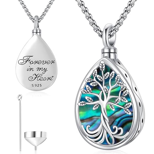 Friggem Urne Halskette 925 Sterling Silber Baum des Lebens Urnen Anhänger Damen Memorial Urne Kette Feuerbestattung Schmuck Mama Family Asche Besondere Geschenk von Friggem