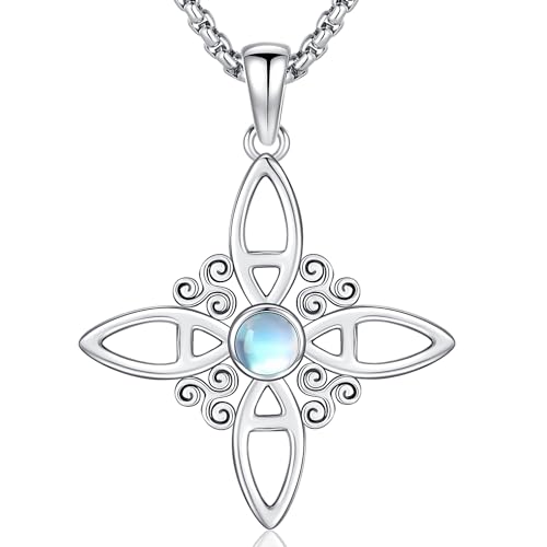 Hexenknoten Halskette 925 Sterling Silber Triskele Hexen Anhänger ketten Damen Anhänger Halskette Amulett Schmuck Geschenke für Mutti Damen Mädchen von Friggem